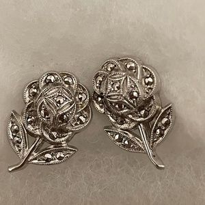 1950s Vintage Sterling Silver marcasite earrings